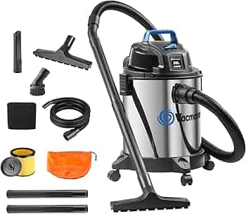 Vacmaster Wet/Dry Vacuum Cleaner for Home | 1250 WATT, 20Litre SS Tank | 3 Filtration System with 2 Stage Pre Filter PTFE & HEPA | Suction Drain Blower Function | for Sofa, House Cleaning Machine