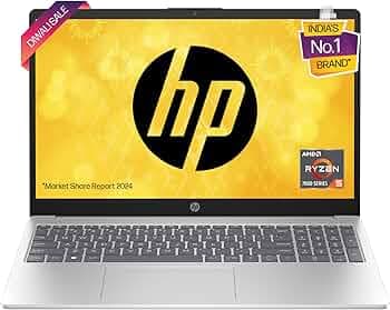 HP Laptop 15, Enhanced by AI, AMD Ryzen 5 7535HS, 15.6-inch (39.6cm), FHD, 8GB DDR5, 512GB SSD, AMD Radeon Graphics, 1080p FHD Camera w/Privacy Shutter, Backlit KB (Win 11, Silver, 1.59kg), fc1004AU