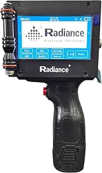 Radiance Handheld Thermal Inkjet Printer Metal Lite (Blue Software Edition) to Print MRP, Manufacturing Date, Barcodes, QR Codes with a Height of up to 12.7mm, Black (Lite Version)