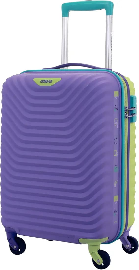 American Tourister Cabin Splash SP 55 cm Small Polypropylene (PP) Hard 8 Wheels Spinner Kid Luggage/Suitcase/Trolley Bag for Travel (Violet Tulip)