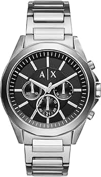 Armani Exchange Mens Drexler Stainless Steel Chronograph Watch - AX2600 (Black_Free Size)