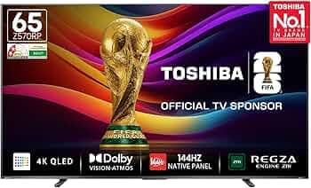 Toshiba 164 cm (65 Inches) 4K Ultra HD Smart QLED TV | Dolby Vision Atmos, HDR10+ | 144 Hz Panel | 24W Powerful Speaker | REGZA Engine ZRi | Voice Control | VIDAA OS | 65Z570RP (Black)