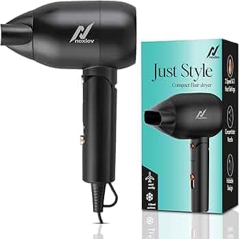 Nexlev Hair Dryer For Women| Foldable| 1500 Watts| Cool Shot| 3 Heat & 2 Speed Settings| Overheat Protection| Concentrator Nozzle| Salon-Style Blow Dry| Just Style (Hd-02 Women), Black & Copper