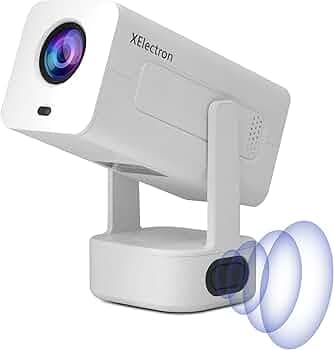 XElectron Techno Plus Android 13 Smart Projector 4k Ultra HD, Bass Speaker, Auto Focus, Auto & 4D Keystone, Rotatable Design with Netflix, Prime, etc, WiFi 6 & BT, Screen Mirroring, 1080P Native