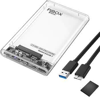 2.5 inch Hard Drive Enclosure Type 3.0 Transparent, PiBOX India 6Gbps USB 3.0 to SATA III Tool-Free External Hard Drive Enclosure for 7mm/9.5mm 2.5" SSD LAPTOP HDD with UASP for Samsung WD, Xbox PC TV