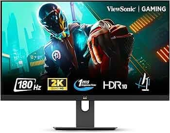 ViewSonic VX2758A-2K-PRO-4 27-inch(68.58cm)QHD 2k 2560x1440p Gaming Monitor| IPS| 180Hz| 1ms| HDR10 |AMD FreeSync & NVIDIA G-Sync| sRGB 137%| Eye-Care| Height, Swivel, Tilt & Pivot Adj. |2X HDMI|1x DP