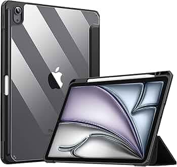 Robustrion Case Cover for iPad Air 11 Inch Cover M4 / M3 / M2 / iPad Air 5th Generation/Air 4th Gen Hybrid Case with [Pencil Holder] for iPad Air 11 inch M4 / M3 / M2 / Air 4th 5th Gen - Black