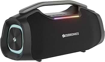 Zebronics 2026 Launch 50W Bluetooth Speaker, Dual 5.7cm Drivers, 8.9cm Subwoofer, Upto 5Hrs Playback, Dual Passive Radiators, RGB Modes, 6.3mm Mic Input, TWS, BT v5.3, Type-C (Sound Feast 450)