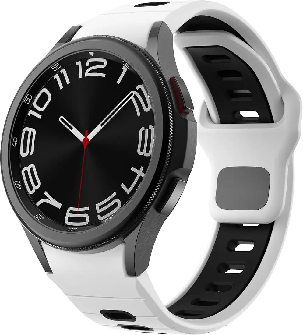 VEMIGON Rugged No Gap Strap Compatible with Samsung Galaxy Watch 7 6 5 4 44mm 40mm/FE 40mm/ Watch 6 Classic 47mm 43mm/ 5 Pro 45mm/ 4 Classic 46mm 42mm, Silicone Replacement Sport Loop Band