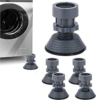 VazzLox Height Adjustable Anti Vibration Pads for Washing Machine Support, Dryer Shock & Noise Cancelling Pad, Anti-Walk Vibration Washer Foot Pad, Anti-Slip Rubber Feet Stabilizer with Suction