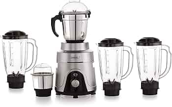 COOKWELL Acrylonitrile Butadiene Styrene Commercial Mixer Grinder 1200 W For Cafe, Restaurants, Hotels, Canteens (5 Jar), Silver