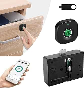 Escozor® Smart Furniture Digital Keyless Lock for Home (Fingerprint Lock with Mobile App Control), Polished Finish (Black)