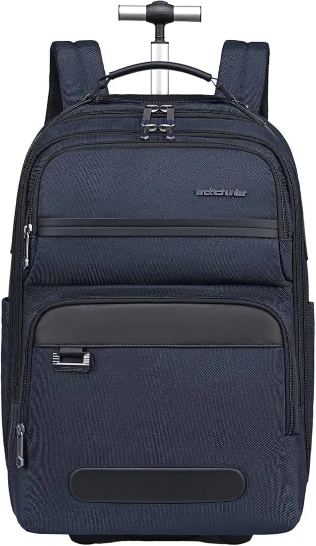 Arctic Hunter Trolley Backpack for Travel 30L Convertible Rolling Suitcase 2 Wheels Heavy-Duty 1680D Polyester Water-Resistant Laptop Bag for Travel Business (Blue)