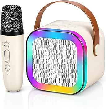 NHR Rechargeable Karaoke Mic with Speaker for Singing | Wireless Mini Portable Bluetooth Speaker with Microphone & LED Lights | Cute Birthday Gift for Kids Musical Toys for Boys, Girls and Adults