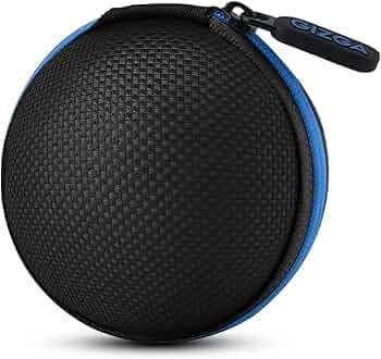 GIZGA essentials Earphone Carrying Case, Multi-Purpose Pocket Storage Travel Organizer for Earphones, Headset, Pen Drives, SD Cards, Shock-Proof Ballistic Nylon, Soft Fabric, Mesh Pocket, Blue