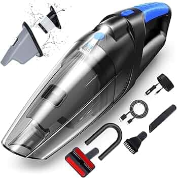 Lyrovo Vacuum Cleaner Car and Home 2 in 1 Portable Highpower 8000PA Wireless 7500mAh Cord and Cordless Function, Blue