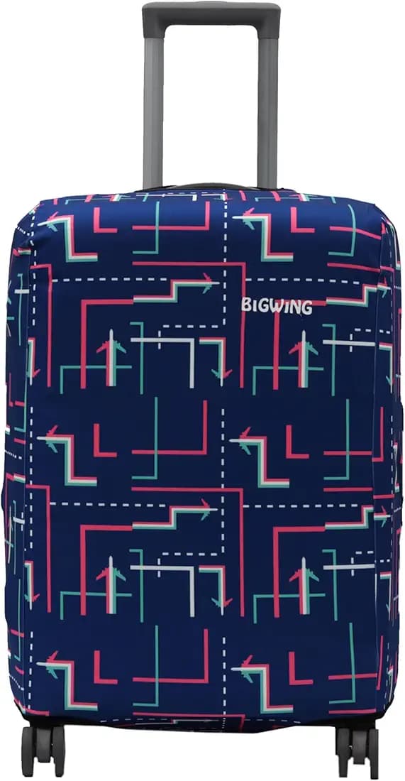 BIGWING Protective Cover in Polyester Fabric with Arrow Print for | 24' Inch 65 cm Medium Size | Hard Luggage Trolley Bag Cover Cover (Fits Only On Fiber - Plastic Trolley Bag)