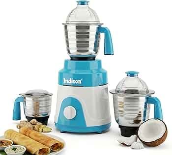 Indicon Jet 1200W Mixer Grinder for Kitchen | Heavy Duty Motor | 3 Stainless Steel Jars | Multi-Speed Control | Dry & Wet Grinding | Home & Commercial Use (Blue)