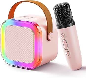 Storio Rechargeable Wireless Mini Portable Bluetooth Karaoke Machine | Bluetooth Speaker with Microphone & LED Lights - Kids Music Singing Toys for Girl Boy Birthday Gift Ideas
