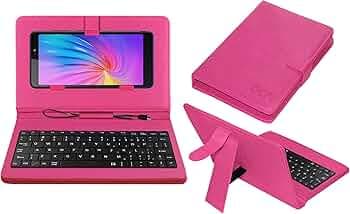 ACM Keyboard Case Compatible with Tecno Camon I Ace 2X Mobile Flip Cover Stand Plug & Play Device for Study & Gaming Pink