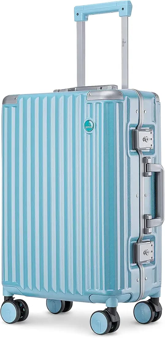 THE CLOWNFISH Stark Series Luggage Polycarbonate Hard Case Suitcase 8 Spinner Wheel Trolley Bag With Double Tsa Locks- Sky Blue (Small Size, 57 Cm-22 Inch), 36 Cm