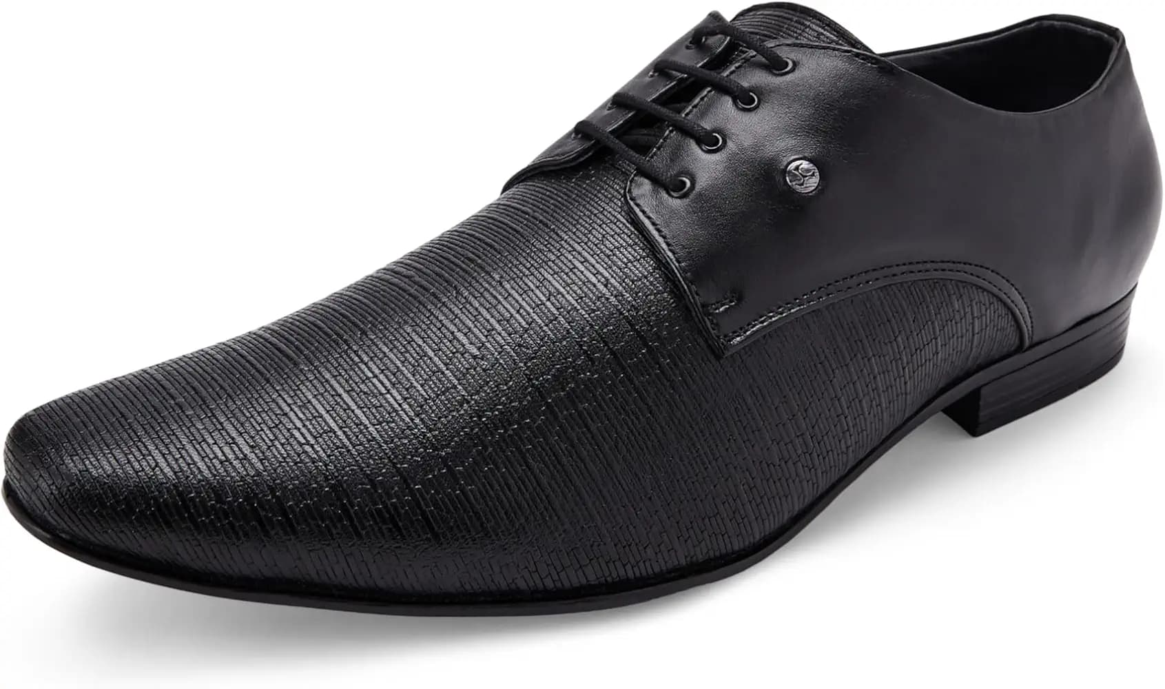 Mochi Men Textured Leather Lace-Up Formal Shoes