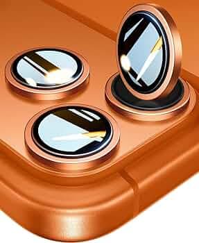 GadgetBite Orbix Lens Protector Compatible With iPhone 17 Pro & 17 Pro Max – 9H Tempered Glass Camera Cover with Metal Ring, Scratch-Resistant,Camera Lens Protection - Orange