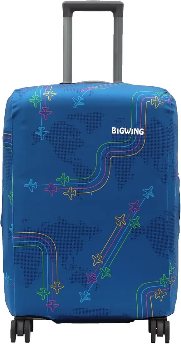 BIGWING Protective Cover in Polyester Fabric with Jet Print | 20' Inch 55 cm Small Size | Hard Luggage Trolley Bag Cover (Fits Only On Fiber - Plastic Trolley Bag)