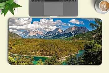Gadgets WRAP Extra Large 12x32inch Mouse Pad Desk Mat Anti-Slip Base Spill-Resistant for Laptop, MacBook, Gaming Computer - Woodland Mountain Lake