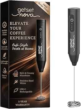 Frother Coffee Frother Electric and Coffee Beater Electric Stainless Steel Whisk USB C Rechargeable Microfoam Maker Coffee Maker Machine for Home with Recipe Book and One Year Warranty