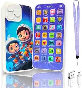 SUPER TOY 24 Modes Kids Smart Phone Toy Musical Phone Toy with Rechargeable Battery and USB Charging Cable Education Gift for Boys Girls Age 3-12 Years