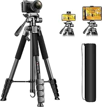Victiv 68" Tripod Stand for Phone, Tripod Mobile Holder, Universal Phone/Camera/DSLR Tripod Stand for Video Recording, Travel, Vlogging, Compatible iPhone Samsung Galaxy Xiaomi Vivo Canon