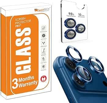 OpenTech® Premium Camera Lens Protector Compatible For iPhone 17 Pro / 17 Pro Max (Deep Blue) – 9H Tempered Glass, Military-Grade Anti-Scratch, Case-Friendly, Easy Install Frame