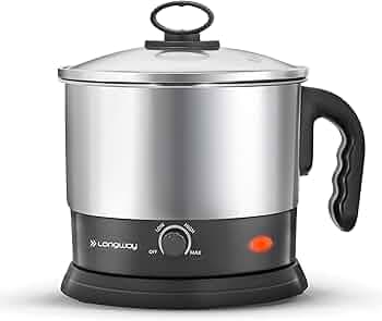 Longway Multipurpose Electric Kettle 1.5 litre, 3 Heating Modes Stainless Steel Body with Glass Lid, kettle for hot Water, Milk, Tea and Coffee, Noodles, Soup, Rice, Egg Boiling | Black & Silver