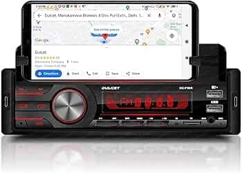 Dulcet DC-F90X 220W Single Din Mp3 Car Stereo with in-Built Smartphone Holder/2.1 Amp Ultra Fast Charging/Dual USB Ports/Bluetooth/Hands-Free Calling/FM/AUX Input/SD Card Slot/Remote Control
