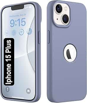 SBMS Liquid Silicone Case for iPhone 15 Plus 6.7-Inch, Logo Cut Silky-Soft Touch Full-Body Protective Phone Case, Shockproof Back Cover for iPhone 15 Plus (Pigeon Blue)
