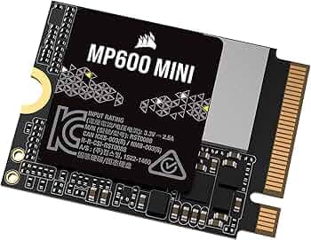 Corsair MP600 MINI PCIe 4.0 x4 NVMe M.2 SSD – M.2 2230 – Up to 7,000MB/sec Read – High-Density TLC NAND – Great for Steam Deck and Microsoft Surface