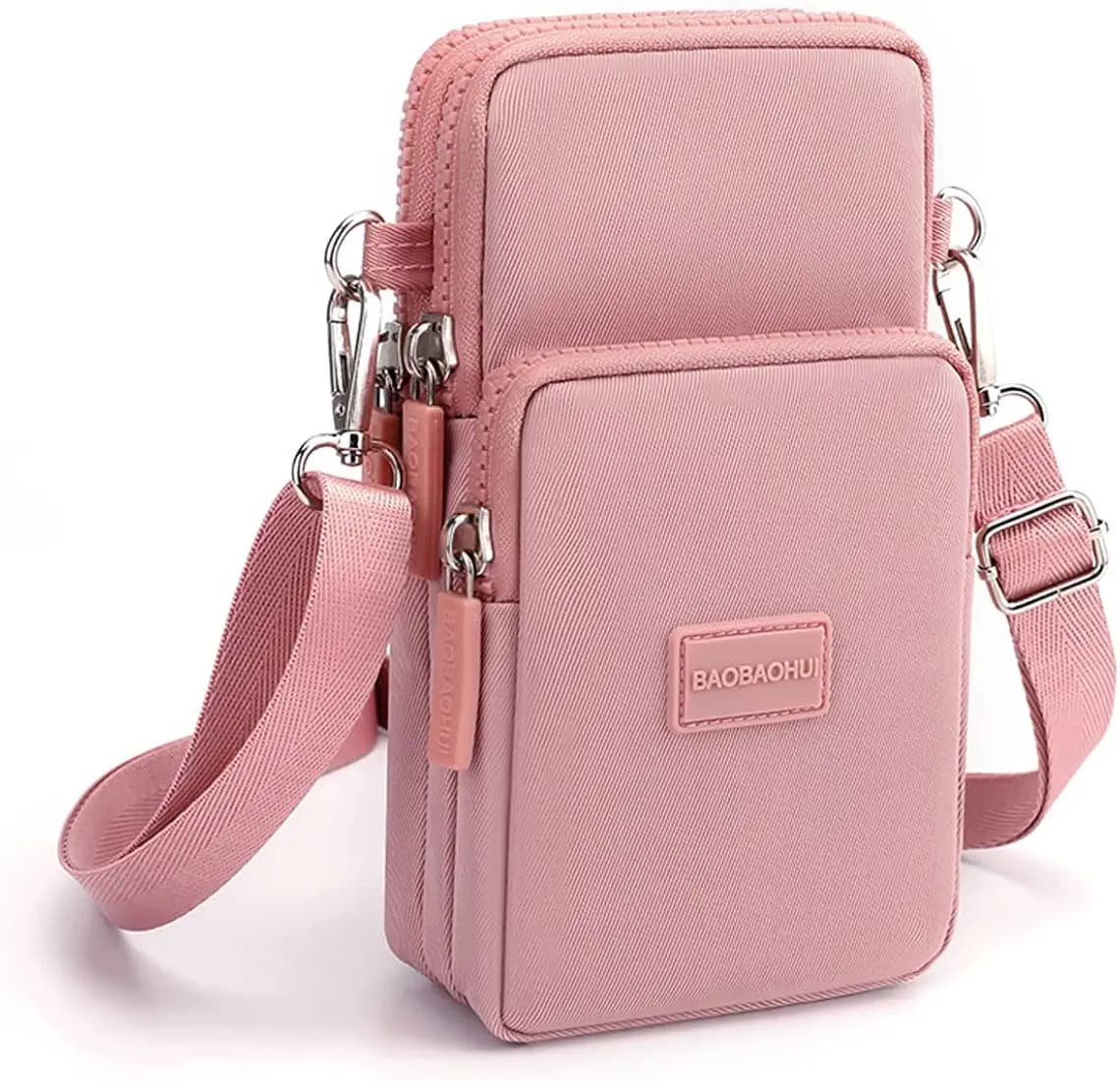 PALAY® Small Crossbody Phone Bag for Women Mini Wallet Shoulder Crossbody Phone Bag with Earphone Cable Hole Wallet Clutch Bag for Women, Pink
