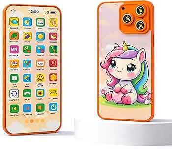 Wishkey Edu Phone for Kids Unicorn Theme 28 Functions Rechargeable Educational Learning Mobile Toy with 22 Features English & Hindi Language Toddler Learning Phone for Boys & Girls Age 2+