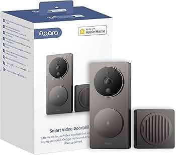 Aqara G4 Video Doorbell with Chime, Wireless or Wired Doorbell, Facial Recognition and Automation, 2.4GHz WiFi, 1080p, Wireless Doorbell with Camera, Compatible with HomeKit, Alexa, Google Home