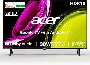 acer 80 cm (32 inches) Ultra I Series HD Smart LED Google TV AR32HDJGU2841BD (Black)