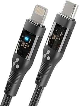 Ambrane Type-C To Lightning iPhone Cable, 22.5W Fast Charging Cable, 480Mbps Data Sync & Car Airplay, LED Indicator, Compatible With iPhone 14/13/12/11/10/8/7/6/6, Ipad, Airpods 1.2M (ABTL-12T, Black)