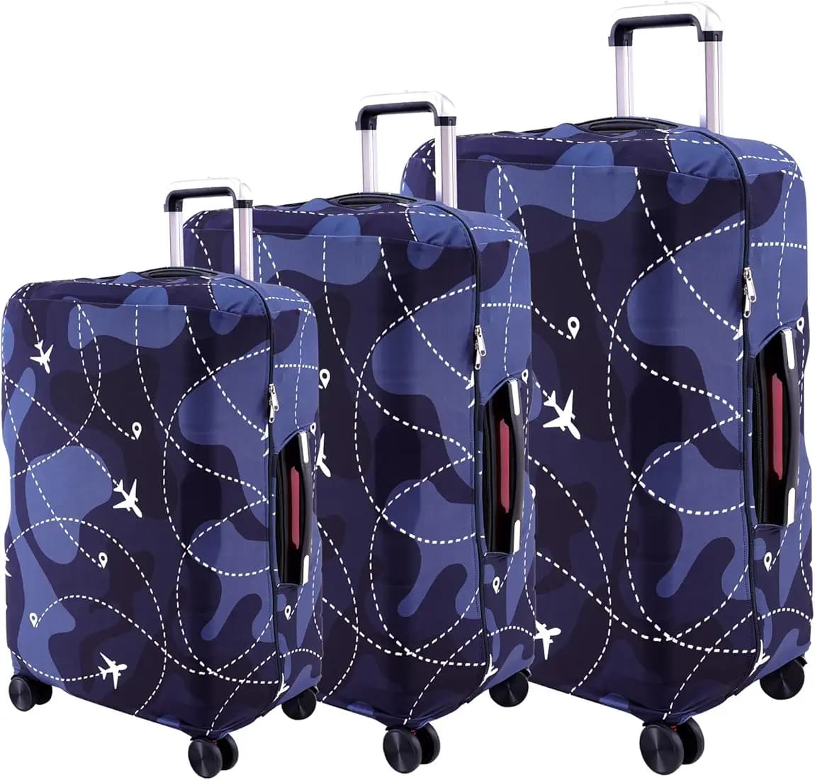 Set of 3 Luggage Protector Covers (Small, Medium, Large) - Spandex Elastic Suitcase Covers for 20, 24 & 28 Inch Trolley Bags - (Pack of 3 Covers Only, Bag Not Included)