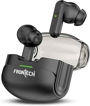FRONTECH Echo Wireless Bluetooth Earbuds | Bluetooth 5.0 | 24 Hours Play Time | 30 Hours Talk Time | 10m Range | 260mAh Battery | Compact & Lightweight Design (EF-0070, Black)