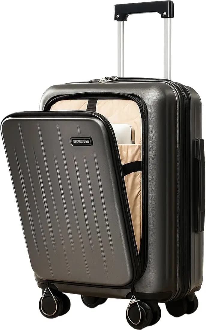 20 Inch 55 Cm Polycarbonate with 16 Inch Laptop and USB Port Compartment Small Size Suitcase for Flight Travel for Men Women Boys and Girls