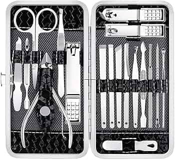 18 IN 1 Stainless Steel Professional Manicure Set Nail Cutter For Women Nail Scissors Luxury Grooming Kit Manicure Pedicure Kit For Women Nail Acne Remover needle