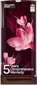 Godrej 185 L 5 Star 5 Years Comprehensive Warrant |Turbo Cooling Technology| Toughened Glass Shelves | Direct Cool Single Door Refrigerator (2026 Model, RD 195EN TAI MY WN, Mystic Wine)