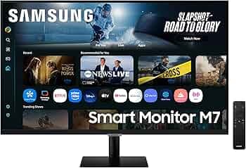 Samsung 32" (80 cm) 4K M7 Vision AI Smart Monitor|UHD 3840 x 2160|Smart TV Experience with AI|Type-C|Apple AirPlay|Gaming Bar|Remote|Speakers|Wi-Fi|Bluetooth|AI Picture & Sound|LS32FM700UWXXL|Black