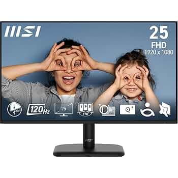 MSI PRO MP251L E2 24.5-Inch FHD Office Monitor - 1920 x 1080 IPS Panel, 4-Sided Frameless, 120 Hz Refresh Rate, Eye-Friendly Screen, Tilt-Adjustable - HDMI 1.4b, D-sub