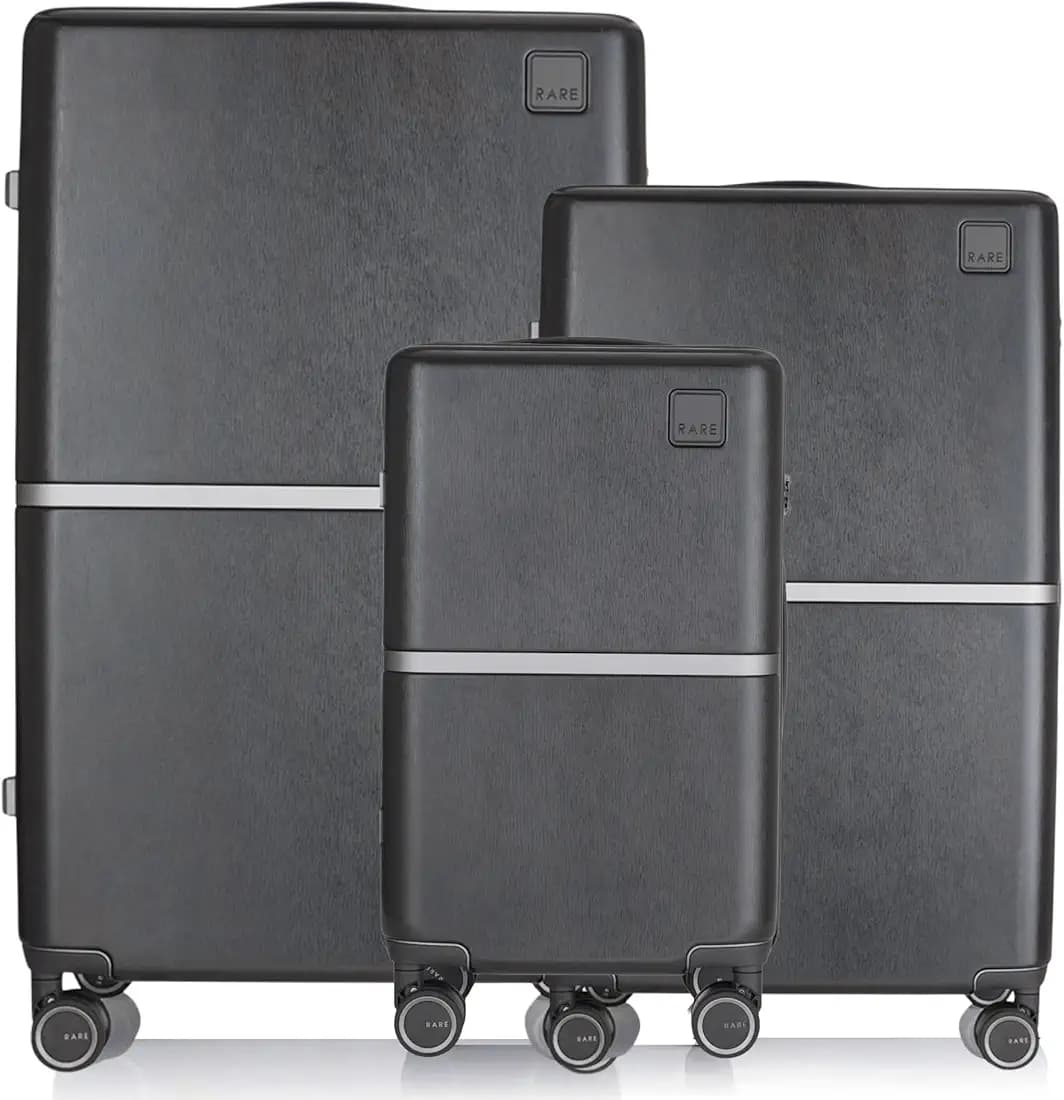 Rare Rabbit Tony 3Pc Set Dark Grey Hard Trolley Bag Polycarbonate Antiscratch Travel Suitcase with 8 Silent Wheels and a Sturdy TSA Lock - Luggage for Men & Women